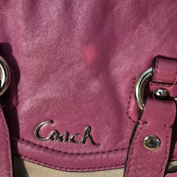 Coach Ashley Op Art Pink and Tan Satchel - Picture 5 of 12